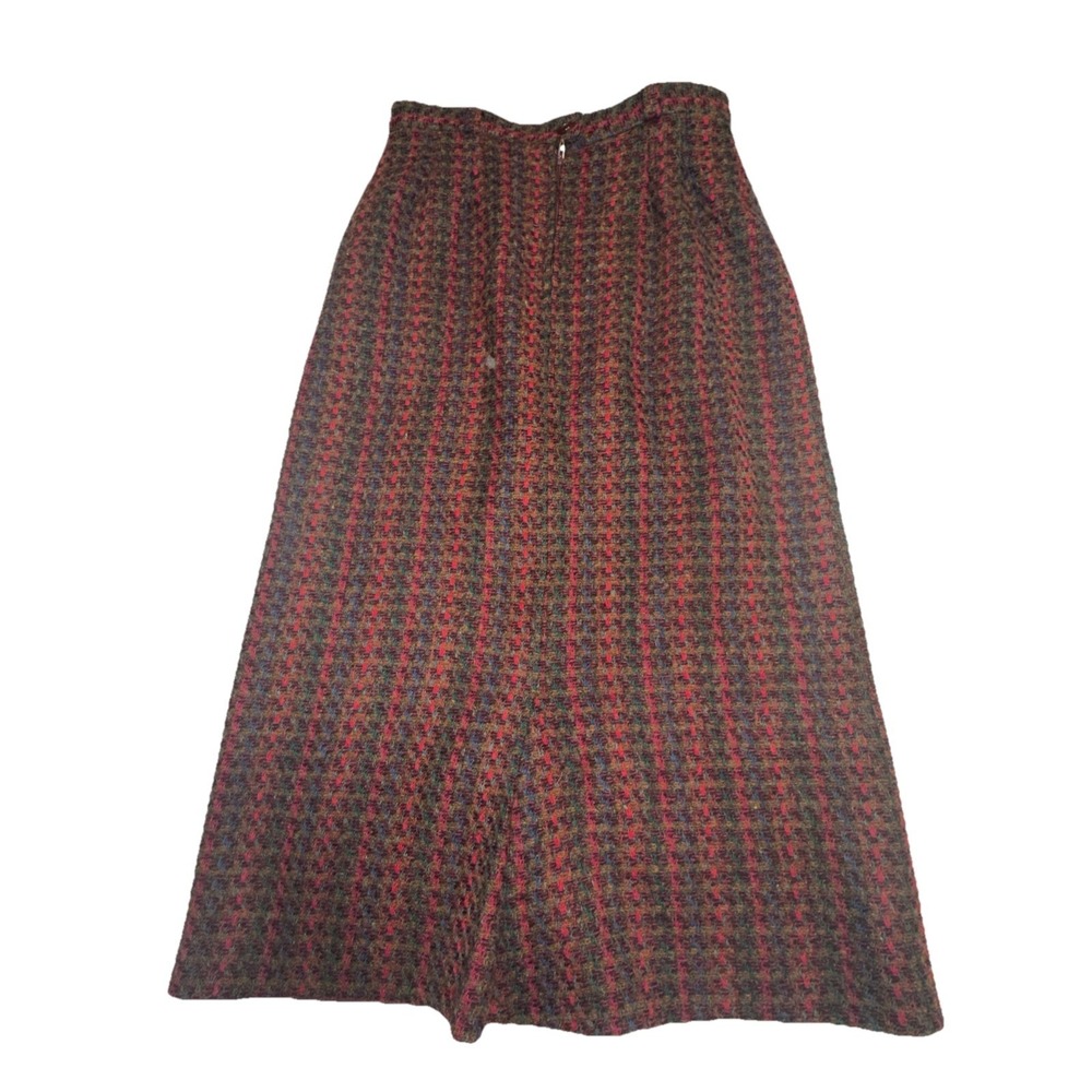 Vintage FA Chatta Maroon Tweed Long Skirt Women's Sz 8 Small, tiny see pics